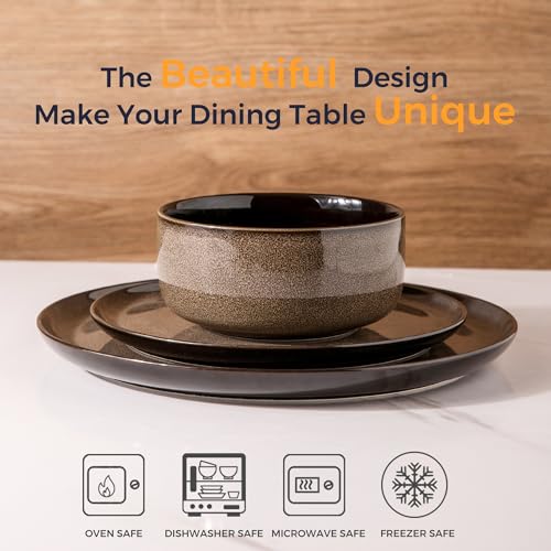 Image of LERATIO Ceramic Dinnerware Sets for 8,Plates and Bowls Sets,Reactive Glaze Dishes Set,Highly Chip and Crack Resistant | Dishwasher & Microwave & Oven Safe Dishes set,Service for 8-Coffee (24pc)