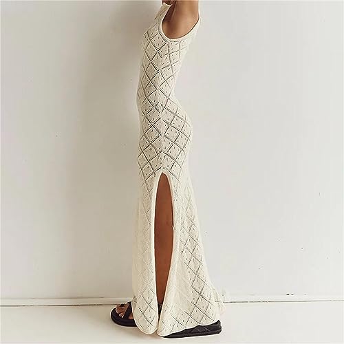 Robe longue en maille évidée à fleurs crochet pour robe été - 3