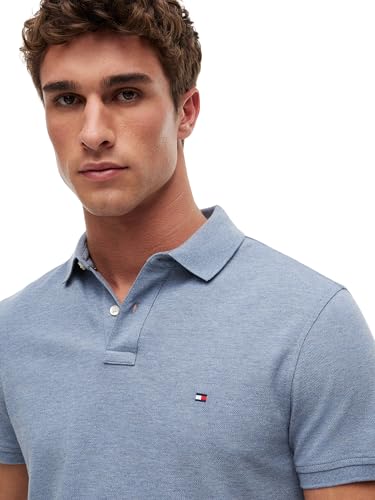 Tommy Hilfiger Herren Poloshirt Kurzarm 1985 Regular Fit, Blau (Brisk Blue Heather), XS – Ansicht 3
