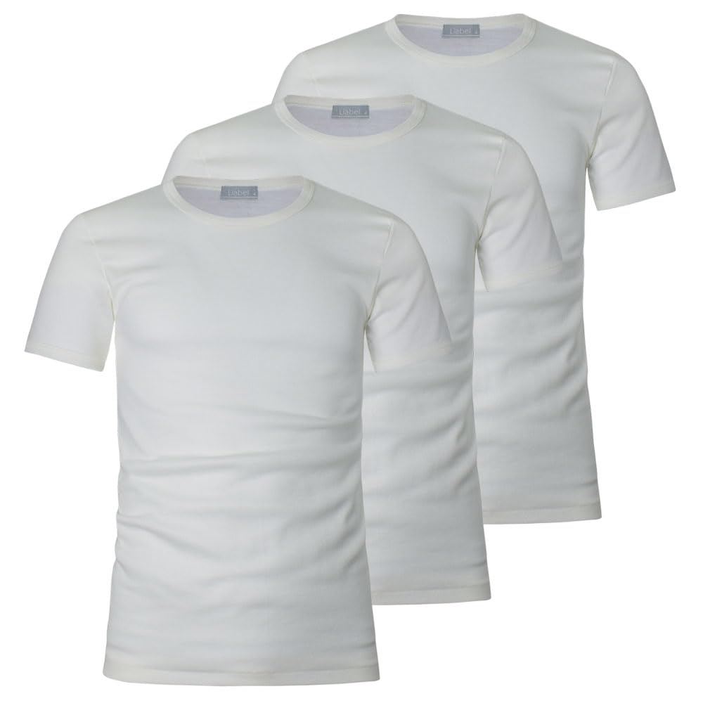 Liabel Maglia Intima Uomo Lana Cotone Girocollo Art. 5110-23, Conf. 3 pz, Bianco, L