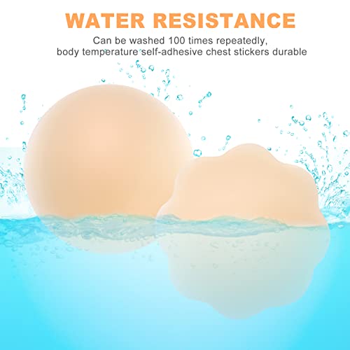 AMFLOWER 5 Pairs Nipple Covers, Invisible Nipple Covers for Women, Silicone Petals/Pasties Nipple Covers Reusable Washable Nude3