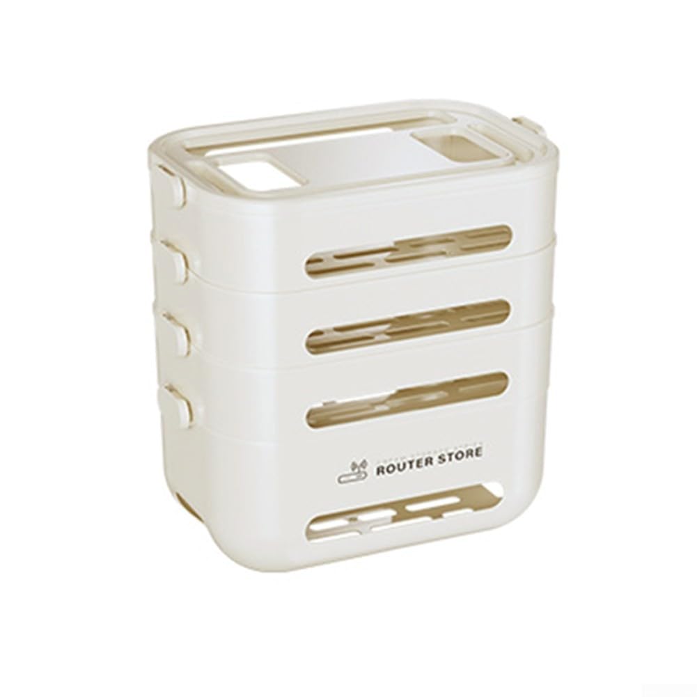 para almacenamiento Router WiFi para soporte Pared Organizador Cables TV Decodificador para estantería Flotante Hogar 32x22x11cm(Four layers)