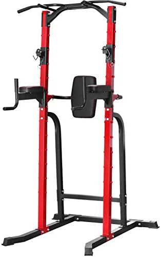 Wesfital Power Tower Wide Dip Stands, Pull-Up Bars Squat Rack Strength Training Workout Equipment for Fitness Home Gym