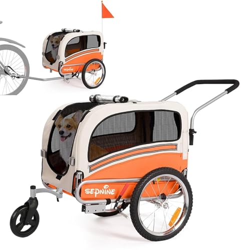 SEPNINE® 2-in-1 Hundeanhänger für Fahrrad, Fahrradanhänger Hunde,Mit...
