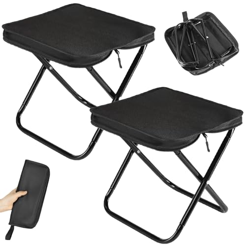 CHENBOOW Tragbarer Klapphocker,2 Stück Camping Hocker,Campinghocker,Mini-Klapphocker,Gartenhocker,Klapphocker Faltbar,Klappstuhl,Leicht Sitz Falthocker,für Reisen Wandern Angeln Grillen Strand