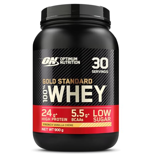 Optimum Nutrition - Optimum Nutrition Gold Standard 100% Whey, Protéine en Poudre, Goût Crème à la Vanille Française, 900g, 30 Doses