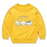 [ZLGreenTech] ちいかわ ハチワレ うさぎ 子供服 春秋 スウェット 長袖 クルーネック 男の子 女の子 綿100% キッズ 薄手 カジュアル 小学生 トップス プレゼント イエロー 140CM