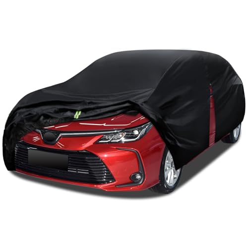 Image of 6 Layers Car Cover Waterproof All Weather for Automobiles, Size A2 with Door Zipper & Cotton Universal Fit for Toyota Corolla, Honda Civic, Kia Forte,Hyundai Elantra (178-186 inch)