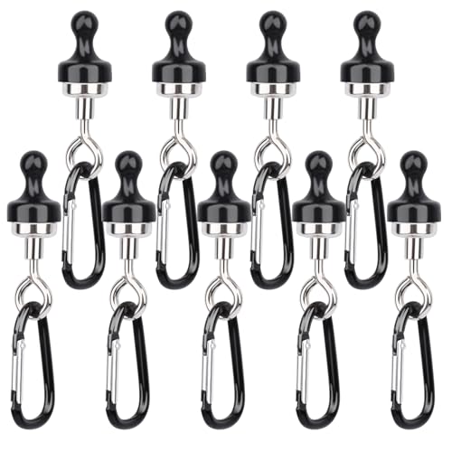 MIN CI 12 ganci magnetici neri extra forti, ganci magnetici per campeggio, magneti al neodimio, forte supporto magnetico, gancio magnetico per cucina, ufficio, gancio rimovibile da campeggio