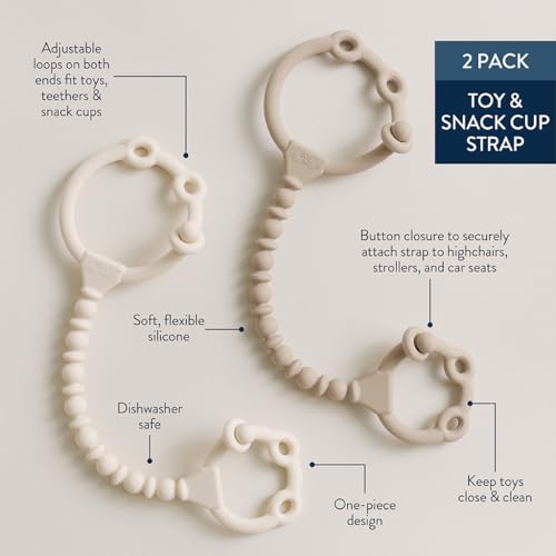 Image of Itzy Ritzy Toy & Snack Cup Straps - Adjustable Straps for Keeping Baby's Toys Nearby - BPA-Free Silicone - Tethers for Strollers, High Chairs & Car Seats - Dishwasher Safe - 2-Pack