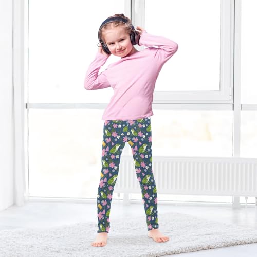 Cute Frog Flower Girls Leggings Ultra Soft Compression Yoga Gym Pants for Kids 4-10T4