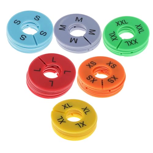 Homoyoyo 30 Separadores de Tallas Redondos para Ropa para Percheros y Armarios Plástico Resistente Colores Surtidos XS Naranja S Azul Claro M Gris L Rojo XL Amarillo XXL Verde