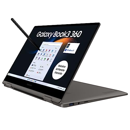 Samsung Galaxy Book3 360 Laptop, 13" Full HD 60Hz Display, Intel Core i5-1340P, 8GB RAM, 512GB SSD, Windows 11, QWERTZ Tastatur, Graphite, Inklusive 36 Monate Herstellergarantie [Exklusiv bei Amazon]