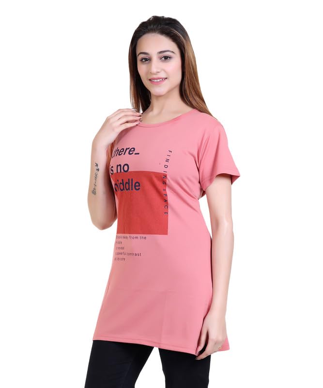 RG Summer Casual Wear Round Neck Half Sleeve Cotton Printed Long Tshirt for Women's (R WTL 02)-picture-46