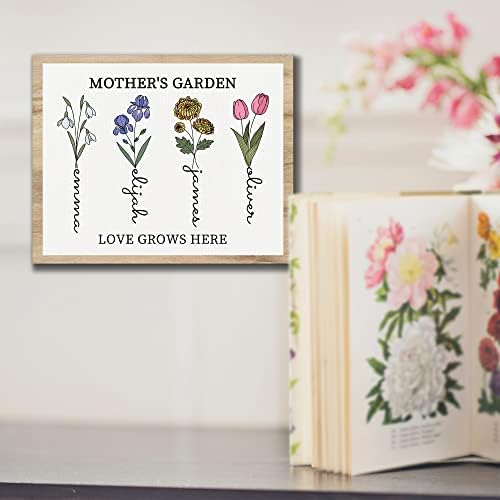 Customized Birth Flower Mothers Garden, Custom Canvas Wall Art With Name - 4