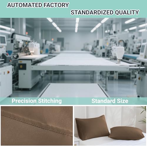 ZPECC Pillow Cases King Size Set of 12, 20x36 Envelope Closure Pillowcases, Soft Plain Brushed Microfiber Covers Hypoallergenic Breathable, Brown