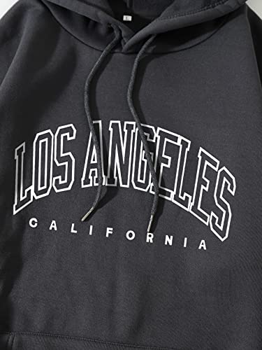 COZYEASE Men's Oversized Letter Graphic Drawstring Casual Hoodies Long Sleeve Vintage Street Hoodie Sweatshirts Dark Grey XL4