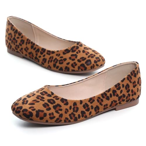 Image of ChaiRong Zhou Women Square Toe Ballets Flats Comfort Slip On Walking Shoes for Driving