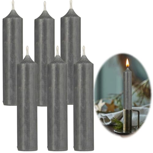 LS-LebenStil Exklusive Stabkerzen 6 Stück Ribe Set Grau 11x2,2cm -...