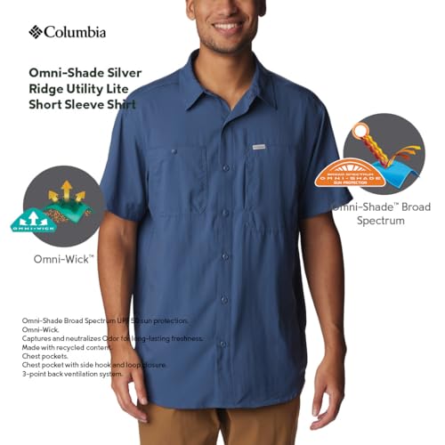 Image of Columbia Men Polyester Loose Omni-Shade Ridge Utility Lite Hiking and Trekking Short Sleeve Shirt