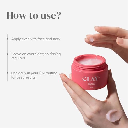 Image of Clayco Hydrating Rice & Sake Sleep Mask | Clay Face Mask for Glowing Skin | Japanese Skincare Collagen Mask | Sulfate-Free Vegan Night Cream For Women | Best Skin Care Product For Glass Skin