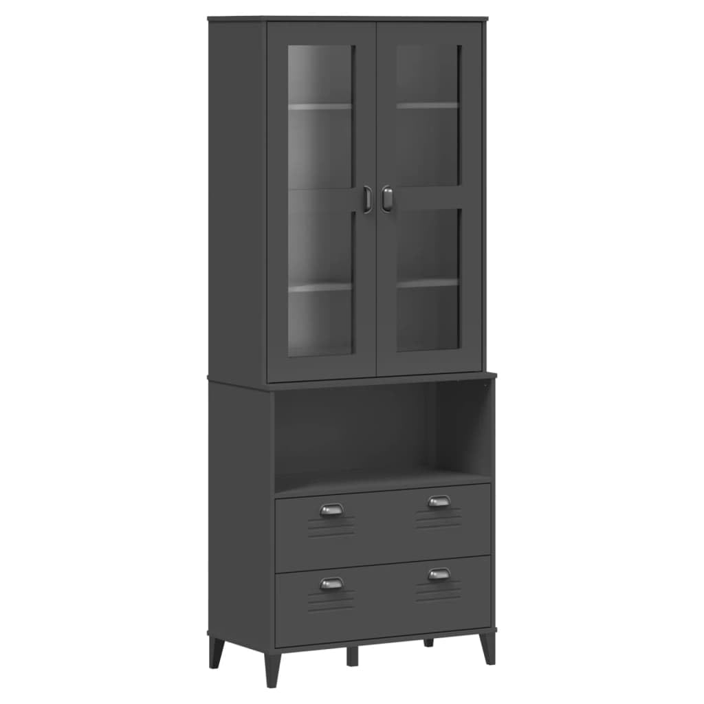Buffet haut VIKEN en bois de pin gris anthracite 80 x 40 x 200 cm