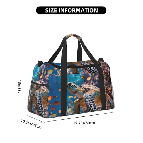 Undersea Turtle Seashell Duffle Bag for Travel Ocean Animal Sports Gym Tote Carry On Bag Large Shoulder Weekend Overnight for Workout4