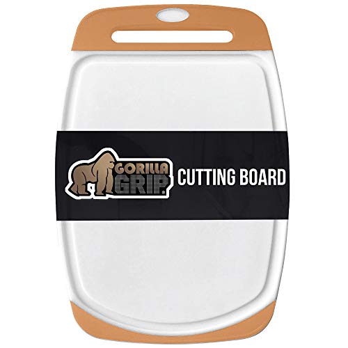 Gorilla Grip Reversible, Oversized, Thick Cutting Board, Grip Handle, Deep Juice Grooves, Slip Resistant, Large Kitchen Chopping Boards For Meat, Veggie, Fruit, Dishwasher Safe, 16X11.2, Orange White #TOP7