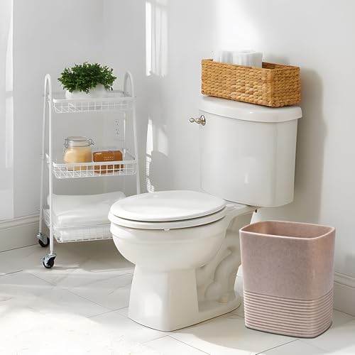 Image of Beige Sand Stone Small Bathroom Trash Can 2 Gal(7 Liter), Heavy Sturdy Small Kitchen Garbage Can,Living Room Bedroom Trash Can, Decorative Wastebasket for Home, Garden, Office, Perfect for Toilet Side