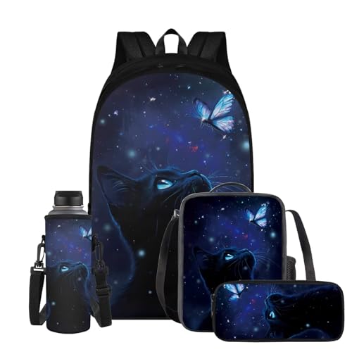 Flashideas Black Cat Backpack for School Girls Backpack with Lunch Box Water Bottle Bag and Soft Pencil Case 4 PCS Set 17