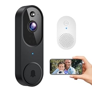 1080P Smart Video Doorbell Camera Wireless, Human Motion Detection and Instant Alerts, Night Vision, 2-Way Audio, Rechargeable Battery, Cloud Storage, Home Security System