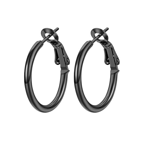 PROSTEEL Chunky Hoop Earrings for Women, 316L Stainless Steel Large Hoop, Minimalist And Chic Jewelry, 14K Gold/Silver/Black, Hypoallergenic for Sensitive Skin, Size: 20~100mm, Come with Box