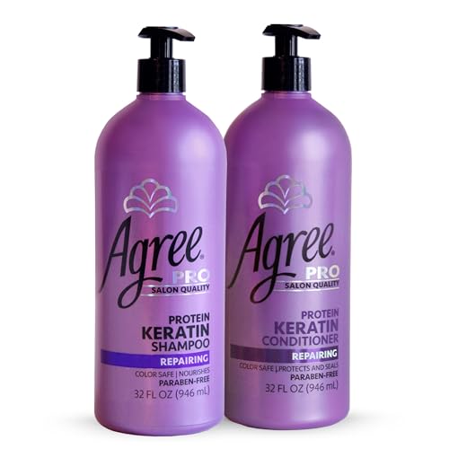 Agree Pro Keratin Shampoo and Conditioner, Repairs and Adds Volume, 32oz each