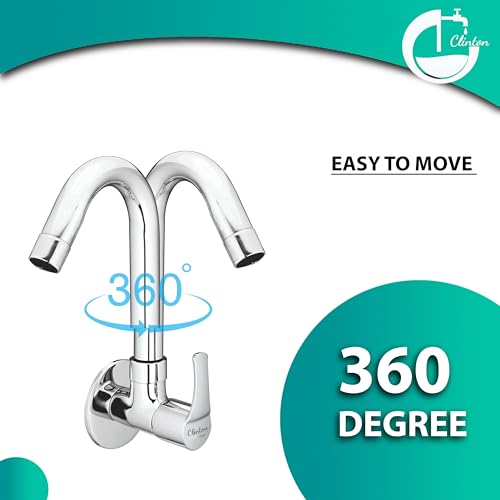 Image of CLINTON Kitchen Sink Cock with 360 Degree Swivel Spout | Kitchen Sink Tap | Kitchen Faucet | Tap for Kitchen Sink (Step)