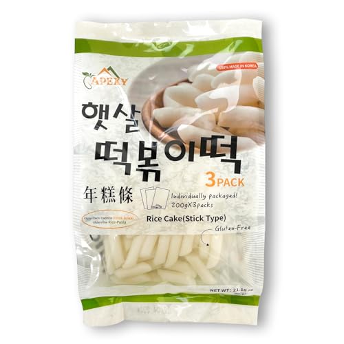 Apexy Korean Rice Cake Tteokbokkik Rice Cake, Chewy Tteok, Authentic Korean Street Food Snack, Perfect with Cheese and Ramen Noodles, No MSG, and Gluten Free, Non-GMO 21.16 oz Pack of 1