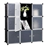 9-Cube Storage DIY Cube Organizer Cabinet 3-Tier Office Bookcase Storage Cube Organizer Closet with Door, 43.3