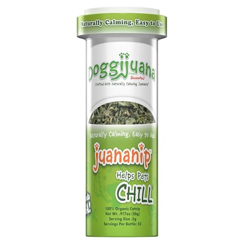Image of Doggijuana Juananip Refill Bottle for Dogs | Natural Calming Catnip | Organic ground calming catnip for dogs; natural aid for anxiety, storms & travel; grown in USA, refill for toys & beds