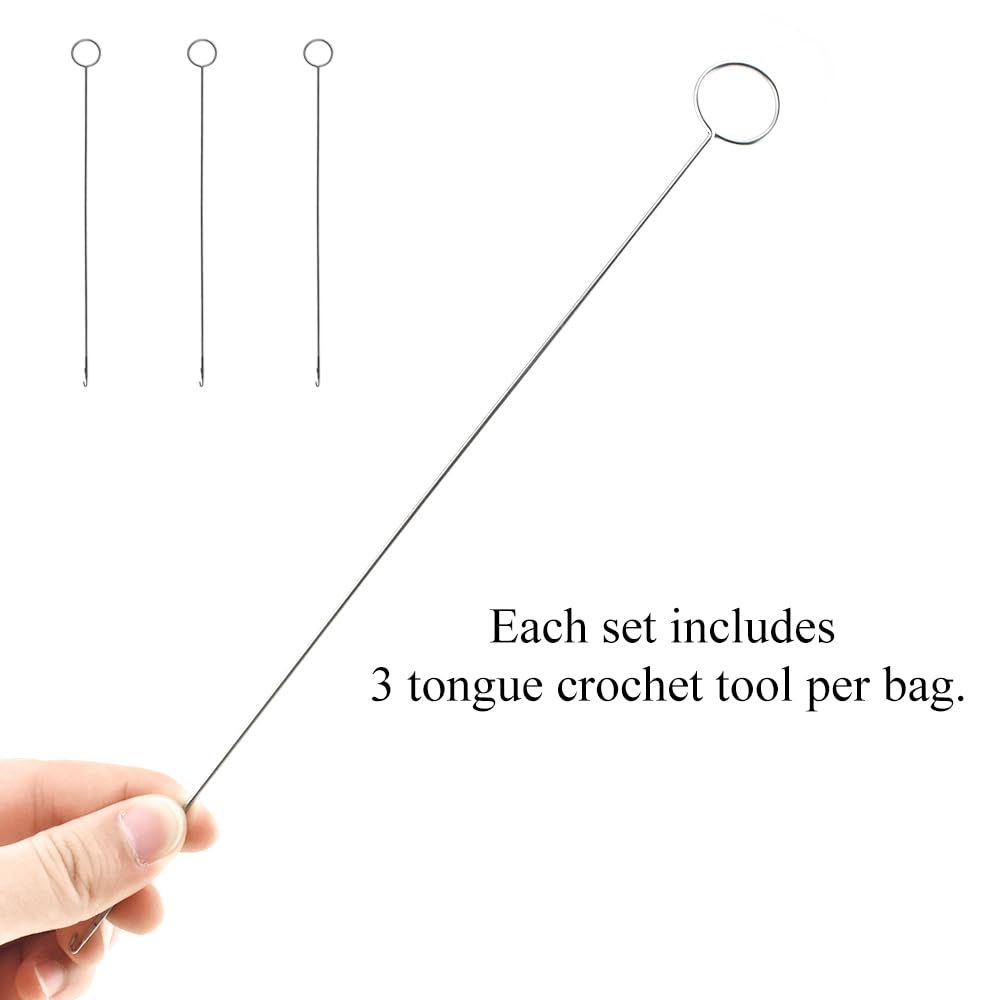 HAHIYO 3 enhebradores de cordón de acero inoxidable de 10.5 pulgadas, gancho volteador con pestillo de aguja de coser para reemplazo de cordón, herramienta de bricolaje en chaqueta con capucha,