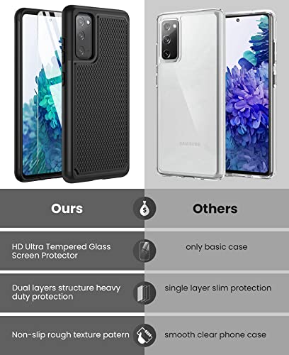 Unpey Case For Samsung Galaxy S20 Fe: Galaxy S20 Fe 5G Case With Dual Layer Shockproof Phone Protection | Matte Anti-Slip Textured | Military Rugged Durable Protective Case Cover - Black #TOP5