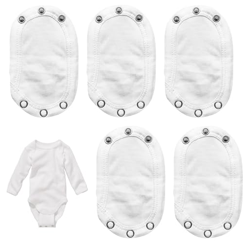 Hxjfnb 5 Stück Bodyverlängerung Baby BabyBodysuit Verlängerung Body VerlängerungDruckknopf Baby BaumwollBabyBodyVerlängerung Für Bodysuit Extender Für Bodysuit Extender Baumwollstoff fürBaby(Weiß)