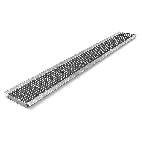 Vodaland Galvanized Stamped Steel Grate B Class 39.4 L x 5.4 Wx .4 H for Use with 4 Inch Internal Trench Drain ADA Rated Cover