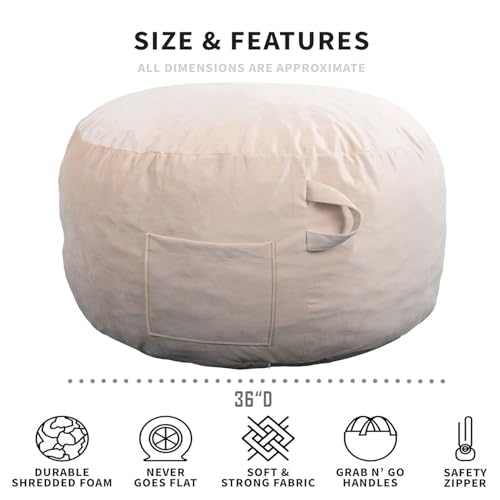 Image of Bean Bag Chairs, Memory Foam Stuffing Bean Bag Chair for Adults /Teens /Kids, Velvet Lazy Sofa Furniture with Removable High-Rebound Memory Foam for Living Room Bedroom College Dorm