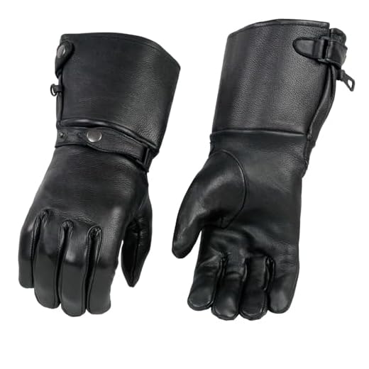 Milwaukee Leather SH857 Men's Black Deerskin Leather Thermal Lined Gauntlet Gloves - Large