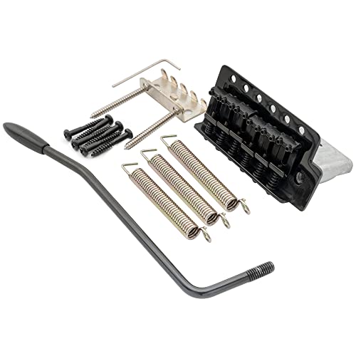 Musiclily Pro 52.5mm Vintage 6-Screw Tremolo Bridge 36mm Short Block for Squier Strat Style Electric Guitar, Black