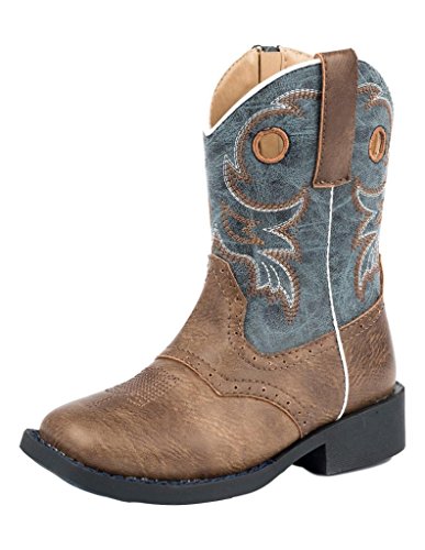 ROPER Toddler-Boys' Daniel Distressed Saddle Vamp Cowboy Boot Square Toe Brown 8 D