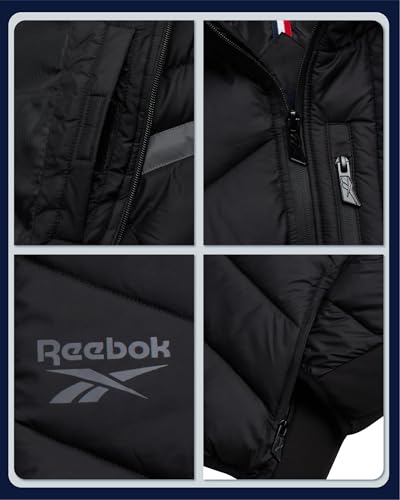 Image of Reebok Boys Puffer Jacket - Heavyweight Quilted Wind & Water Resistant Boys Winter Coat - Insulated Bubble Kids Winter Jacket