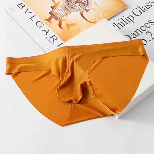 GAOGAO Cueca masculina curta Ice Silk Sexy Pounch Underwear Fitness Sport, Dourado, 29-32