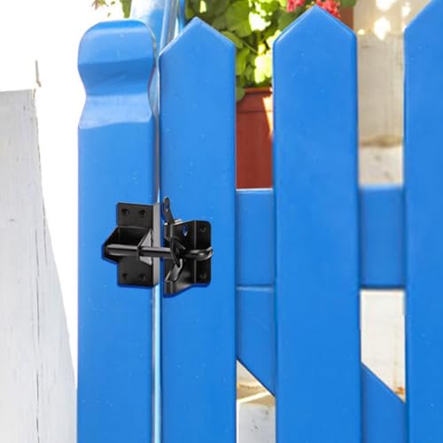 Image of WRINGKIT Self-Locking Gate Latch, Carbon Steel Heavy Duty Post Mount, 5.5 inch Door Security Latches, Automatic Gravity Gate Latch for Wooden Fence, Shed, Garden, Yard (Pack of 2)