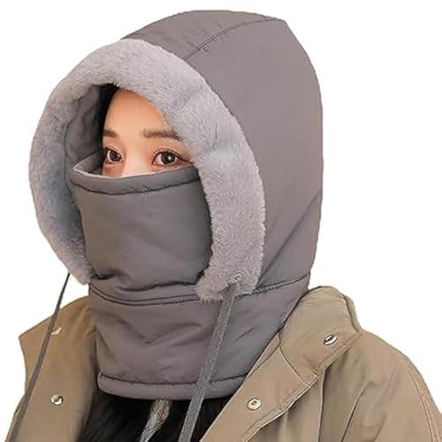 WYLFYJP Gorro térmico Grueso con Forro de Felpa y mascarilla, 4 en 1, Resistente al Viento, cálido, for esquí Invierno, for Hombres Mujeres(Dark Gray)