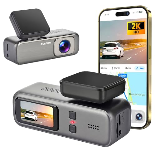 AUREON Car Camera Front Dash Cam 2K High grade-140° Wide Angle Car Camera with WiFi, Night Vision, G-Sensor, Loop Recording, Parking Monitor, Simple App, 24H Surveillance.
